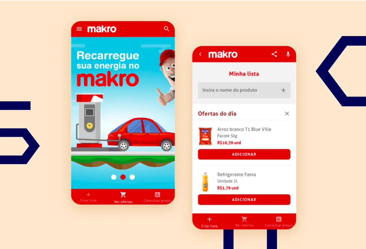 Imagem do aplicativo de vendas Makro com lista de compras
